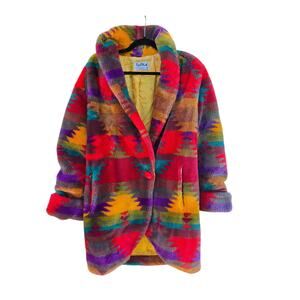 Women's Regal Plush Faux Fur Plaid Printed Coat Jacket Donnybrook